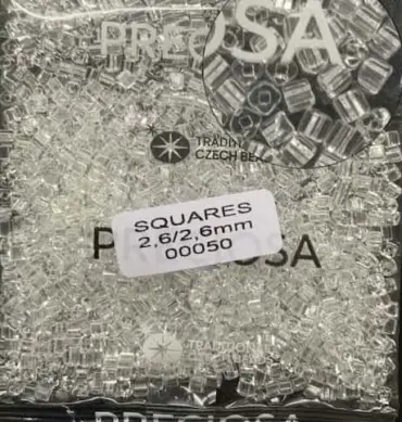 Preciosa Squares Round-RH Round Hole Beads 3.5 Oz 00050 2.6/2.6mm