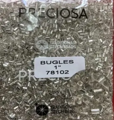 Preciosa Bugles Beads 78102 1" 3.5 Oz Square