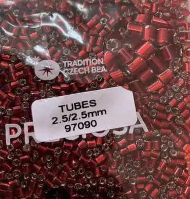 Preciosa Tubes Beads 97090 2.5x2.5mm 3.5 Oz