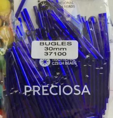 Preciosa Bugles Beads 37100 30mm 3.5 Oz Square