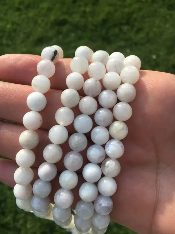 Moonstone Beads 8mm, A Grade Natural Stone Hand-Cut Round Bead - Image 3