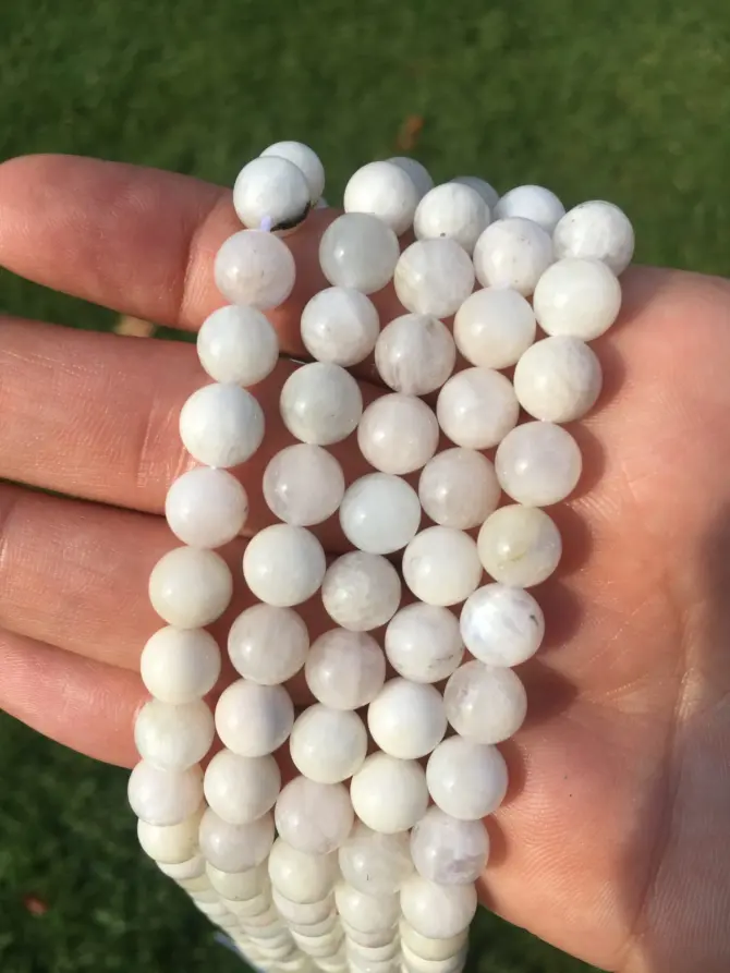 Moonstone Beads 8mm, A Grade Natural Stone Hand-Cut Round Bead