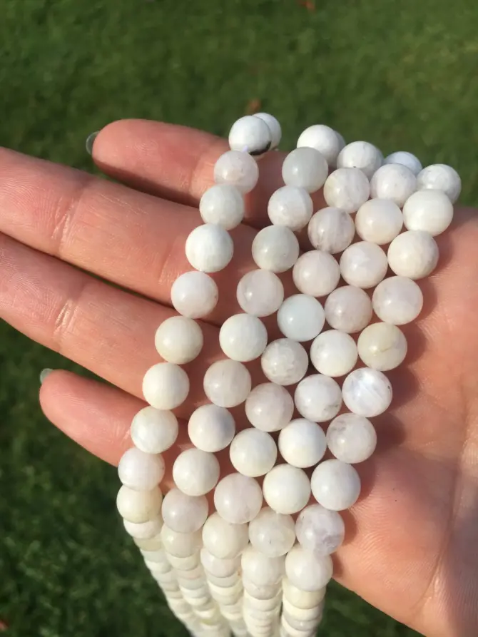 Moonstone Beads 8mm, A Grade Natural Stone Hand-Cut Round Bead - Image 8