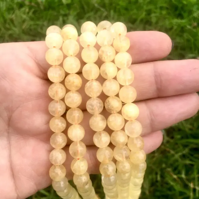 Citrine Stone Beads, Round 7mm Natural Crystal Bead for Jewellery Making - Image 3