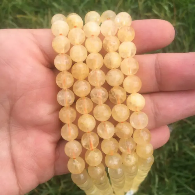 Citrine Stone Beads, Round 7mm Natural Crystal Bead for Jewellery Making - Image 2