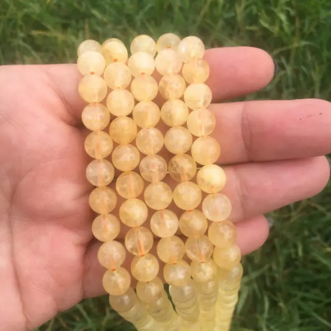 Citrine Stone Beads, Round 7mm Natural Crystal Bead for Jewellery Making