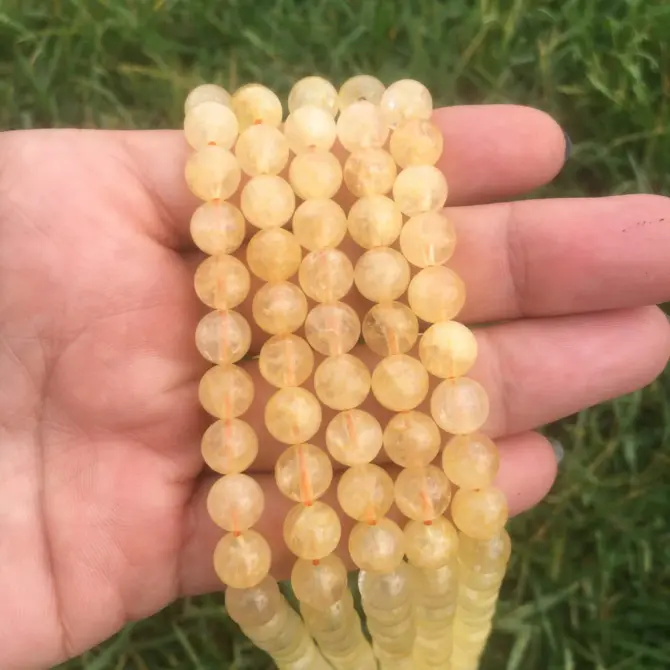 Citrine Stone Beads, Round 7mm Natural Crystal Bead for Jewellery Making - Image 4