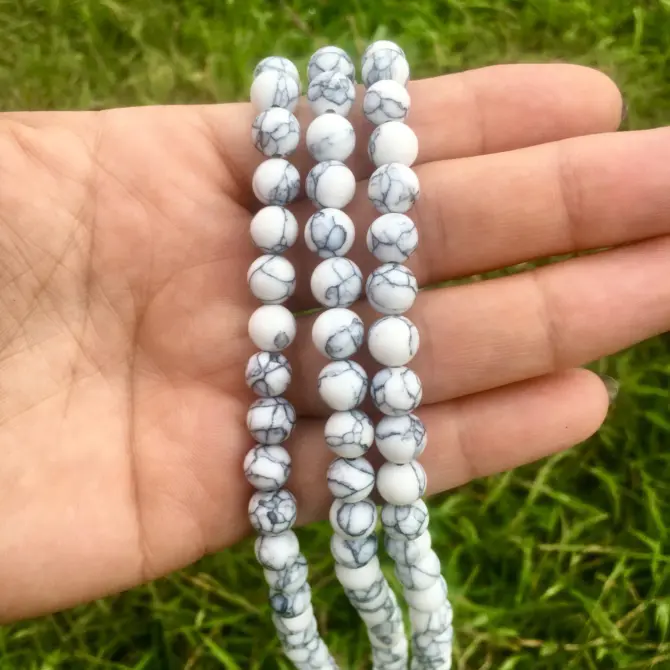 Howlite Stone Beads (Natural) 8mm Round, Approx 45 Pieces