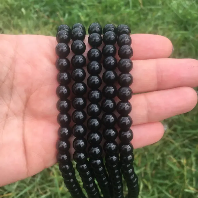 Black Onyx Stone 8mm Natural Beads for Jewelry Making - Image 3
