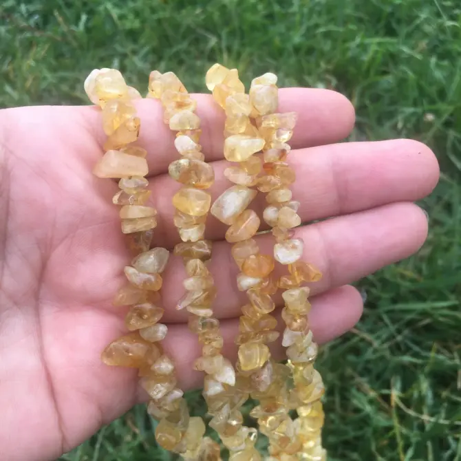 Citrine Chips Beads, 6-8mm Natural Yellow Quarts Bead