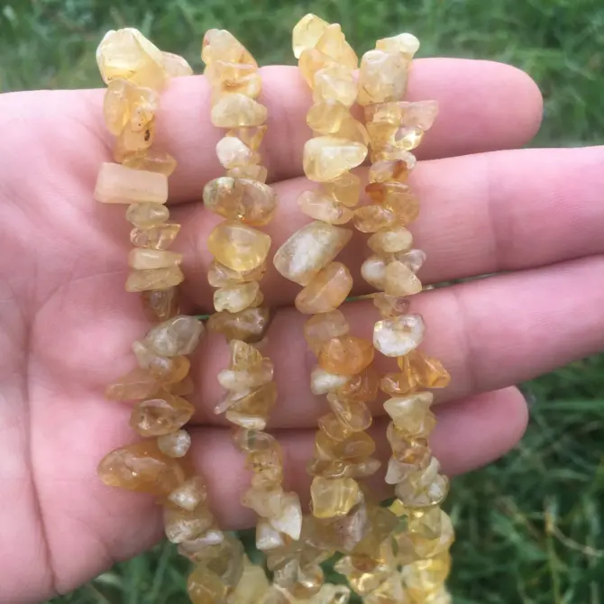 Citrine Chips Beads, 6-8mm Natural Yellow Quarts Bead - Image 3