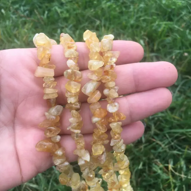 Citrine Chips Beads, 6-8mm Natural Yellow Quarts Bead - Image 4