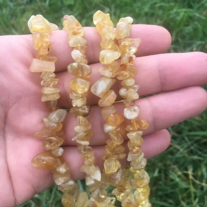 Citrine Chips Beads, 6-8mm Natural Yellow Quarts Bead - Image 5