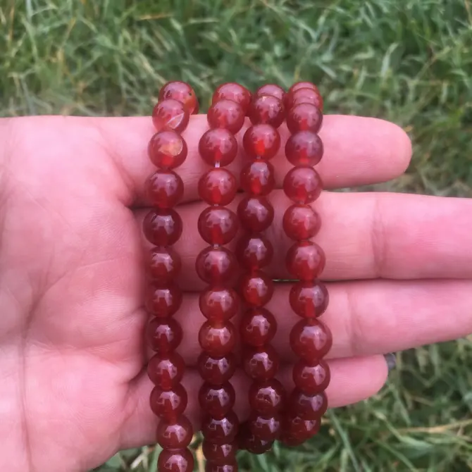 Carnelian Stone Beads 8mm, Natural Cornelian Brownish-Red Mineral