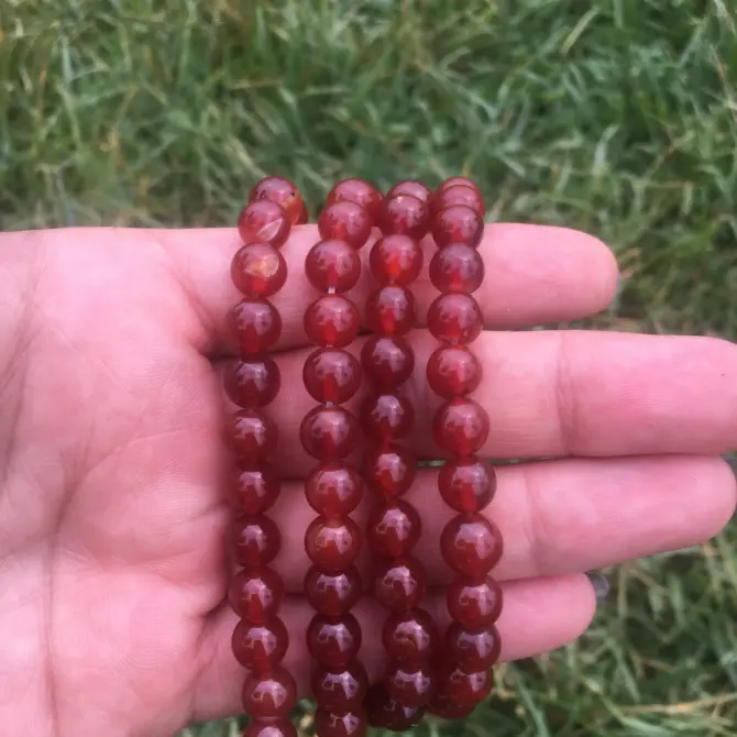 Carnelian Stone Beads 8mm, Natural Cornelian Brownish-Red Mineral - Image 2