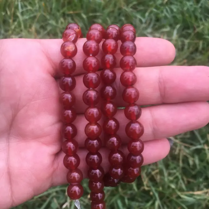 Carnelian Stone Beads 8mm, Natural Cornelian Brownish-Red Mineral - Image 4