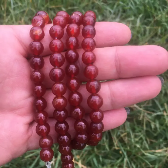 Carnelian Stone Beads 8mm, Natural Cornelian Brownish-Red Mineral - Image 5