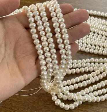 Lonjew Real Pearls 7-7.5mm A Grade Quality Approx 57 Pcs One Strand