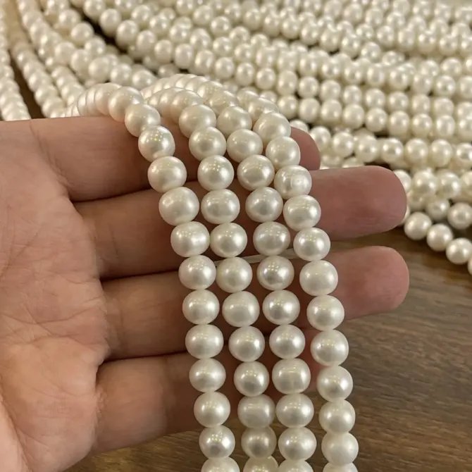 Lonjew Real Pearls 9-10mm B+ Grade Quality Approx 47 Pcs One Strand