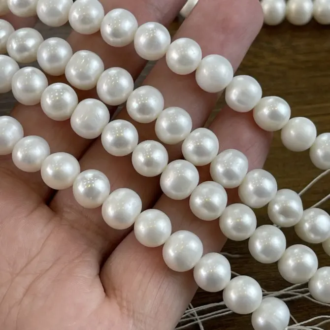 Lonjew Real Pearls 9-10mm B+ Grade Quality Approx 47 Pcs One Strand - Image 12