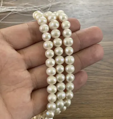Lonjew Real Pearls 8-8.5mm A Grade Quality Approx 52 Pcs One Strand
