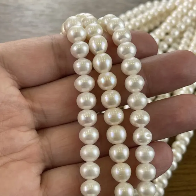 Lonjew Real Pearls 9-10mm B+ Grade Quality Approx 51 Pcs One Strand - Image 14