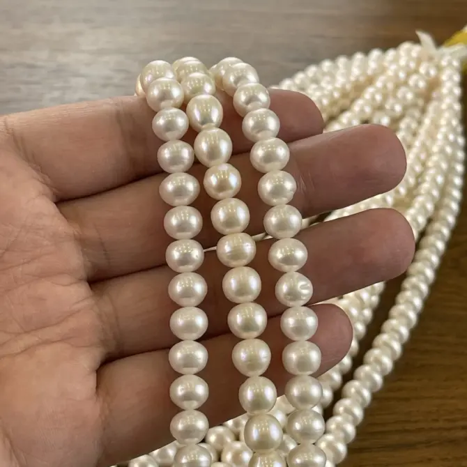 Lonjew Real Pearls 9-10mm B+ Grade Quality Approx 51 Pcs One Strand - Image 13