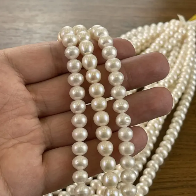 Lonjew Real Pearls 9-10mm B+ Grade Quality Approx 51 Pcs One Strand - Image 12