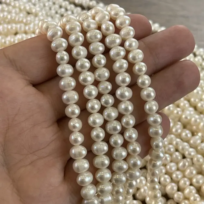 Lonjew Real Pearls 6.5-7mm A Grade Quality Approx 63 Pcs One Strand - Image 11