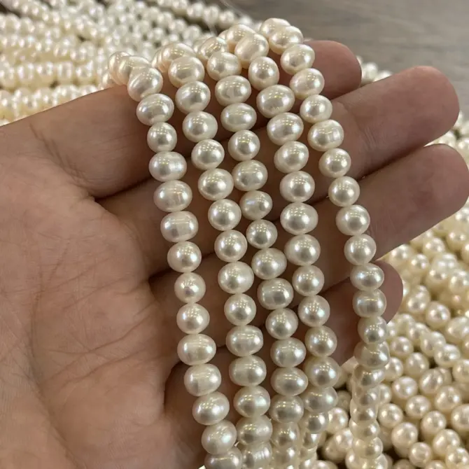 Lonjew Real Pearls 6.5-7mm A Grade Quality Approx 63 Pcs One Strand