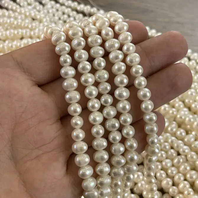 Lonjew Real Pearls 6.5-7mm A Grade Quality Approx 63 Pcs One Strand - Image 10