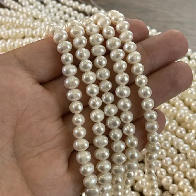 Lonjew Real Pearls 6.5-7mm A Grade Quality Approx 63 Pcs One Strand - Image 9