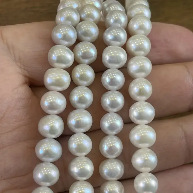 Lonjew Real Pearls 8-8.5mm AA Grade Quality Approx 50 Pcs One Strand AN045  Gray - Image 7