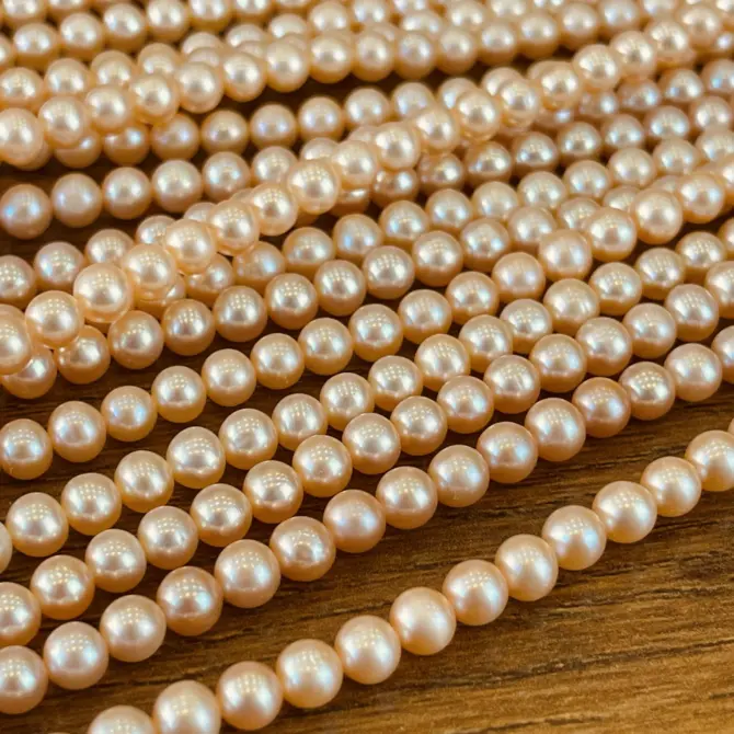 Lonjew Real Pearls 5-5.5mm AAA Grade Quality Approx 76 Pcs One Strand (Pink Color) - Image 4