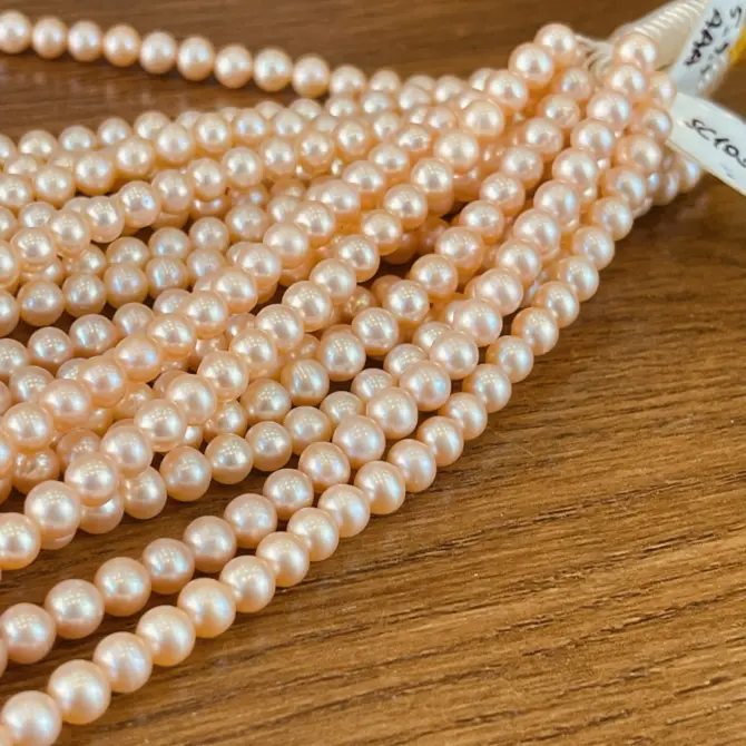 Lonjew Real Pearls 5-5.5mm AAA Grade Quality Approx 76 Pcs One Strand (Pink Color) - Image 3