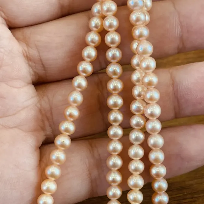 Lonjew Real Pearls 5-5.5mm AAA Grade Quality Approx 76 Pcs One Strand (Pink Color) - Image 9