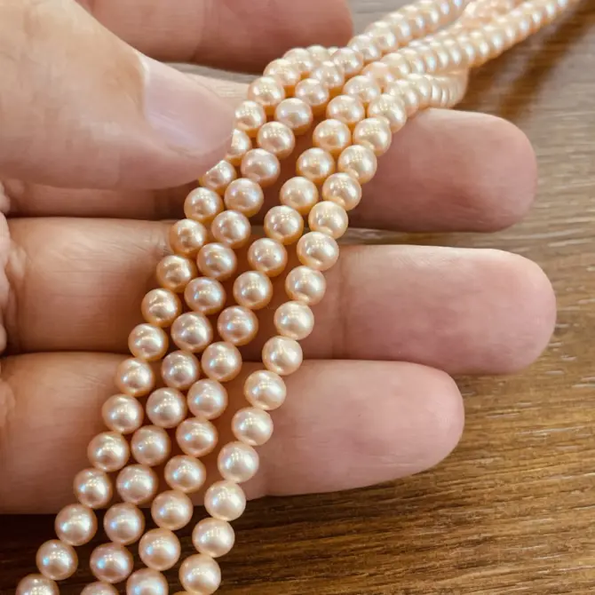 Lonjew Real Pearls 5-5.5mm AAA Grade Quality Approx 76 Pcs One Strand (Pink Color) - Image 10