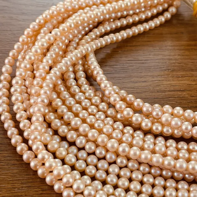 Lonjew Real Pearls 5-5.5mm AAA Grade Quality Approx 76 Pcs One Strand (Pink Color) - Image 13
