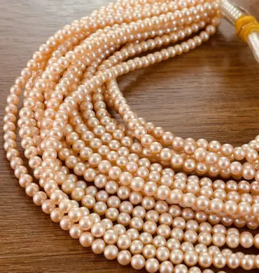 Lonjew Real Pearls 5-5.5mm AAA Grade Quality Approx 76 Pcs One Strand (Pink Color)