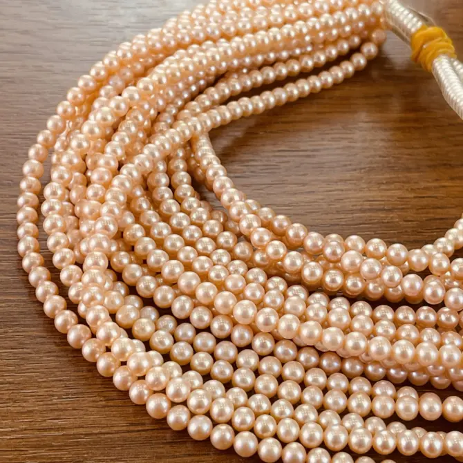 Lonjew Real Pearls 5-5.5mm AAA Grade Quality Approx 76 Pcs One Strand (Pink Color)