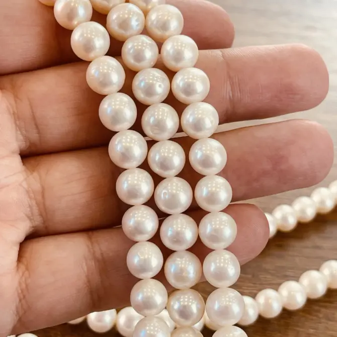 Lonjew Real Pearls 9-10mm AA Grade Quality Approx 47 Pcs One Strand WT065 - Image 6