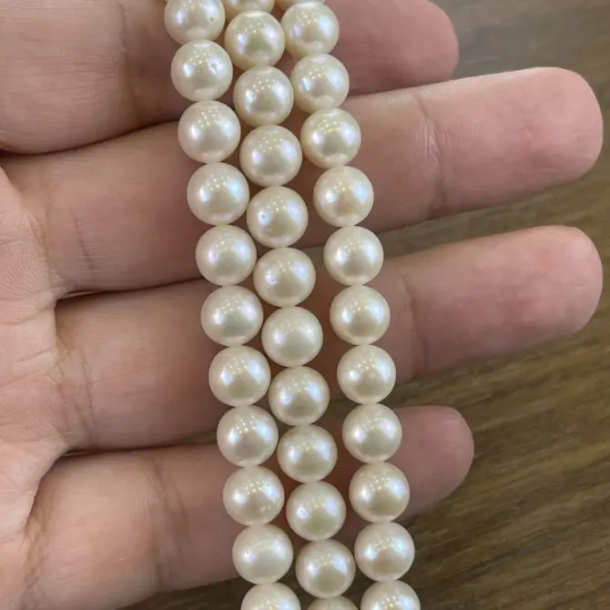 Lonjew Real Pearls 8-8.5mm AAA Grade Quality Approx 50 Pcs One Strand WT130
