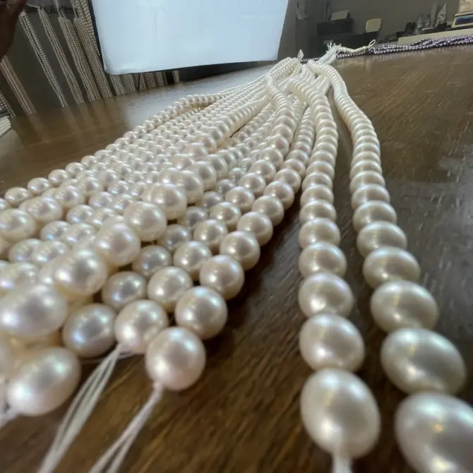 Lonjew Real Pearls 9-10mm AA+ Grade Quality Approx 47 Pcs One Strand - Image 3
