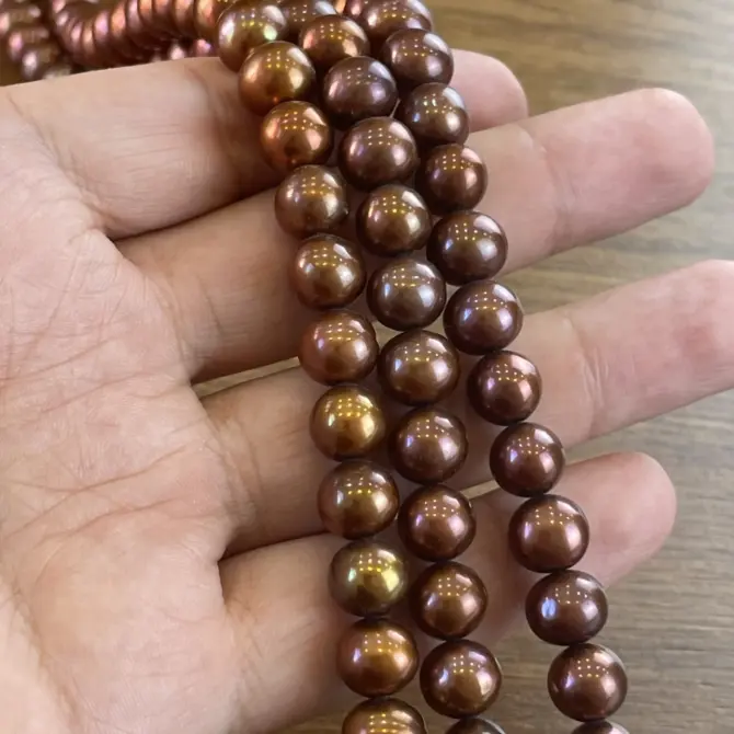 Lonjew Real Pearls 10-11mm AAA Grade Quality Approx 42 Pcs One Strand (Chocolate Color) RS150 - Image 12
