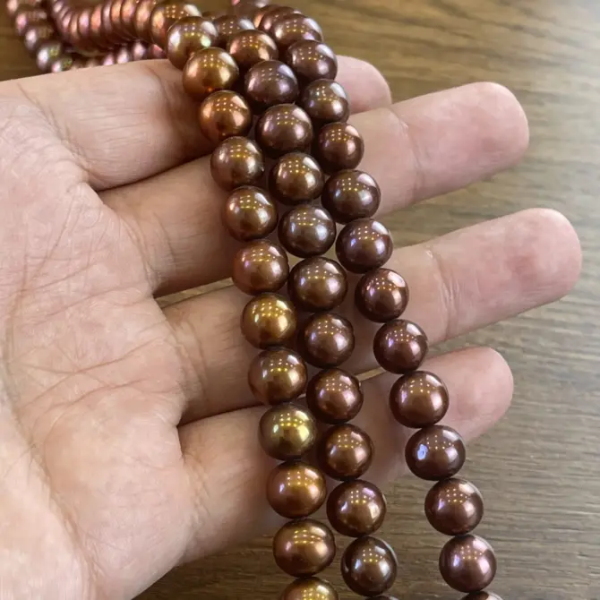 Lonjew Real Pearls 10-11mm AAA Grade Quality Approx 42 Pcs One Strand (Chocolate Color) RS150 - Image 11