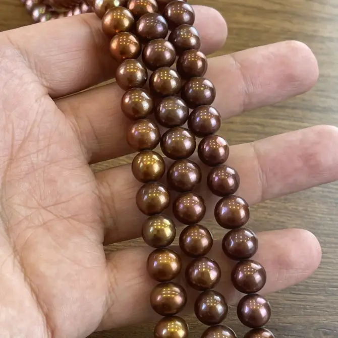 Lonjew Real Pearls 10-11mm AAA Grade Quality Approx 42 Pcs One Strand (Chocolate Color) RS150 - Image 10