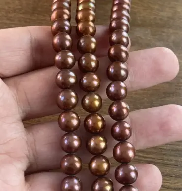 Lonjew Real Pearls 10-11mm AAA Grade Quality Approx 42 Pcs One Strand (Chocolate Color) RS150