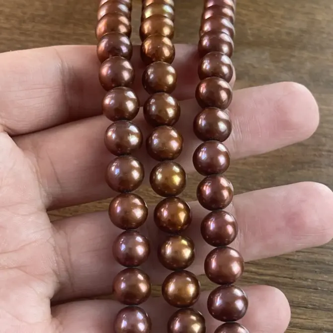 Lonjew Real Pearls 10-11mm AAA Grade Quality Approx 42 Pcs One Strand (Chocolate Color) RS150