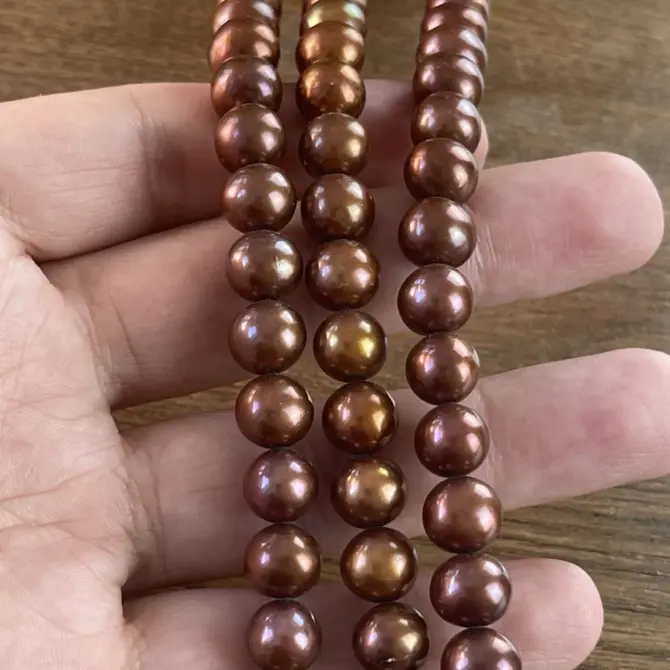 Lonjew Real Pearls 10-11mm AAA Grade Quality Approx 42 Pcs One Strand (Chocolate Color) RS150 - Image 9