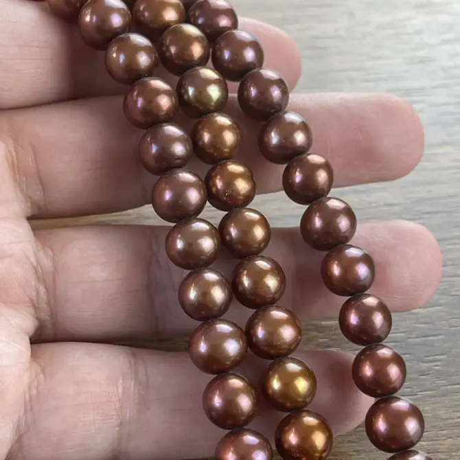 Lonjew Real Pearls 10-11mm AAA Grade Quality Approx 42 Pcs One Strand (Chocolate Color) RS150 - Image 8